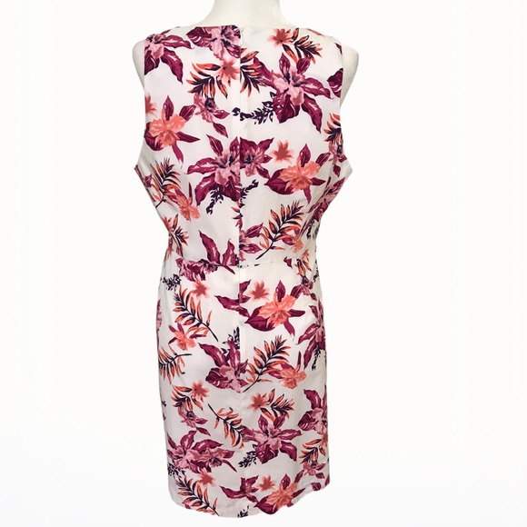 Tahari 97% Cotton Floral Tie-Waist Dress - 14 - Picture 7 of 15